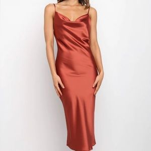 Petal and Pup rust silk dress